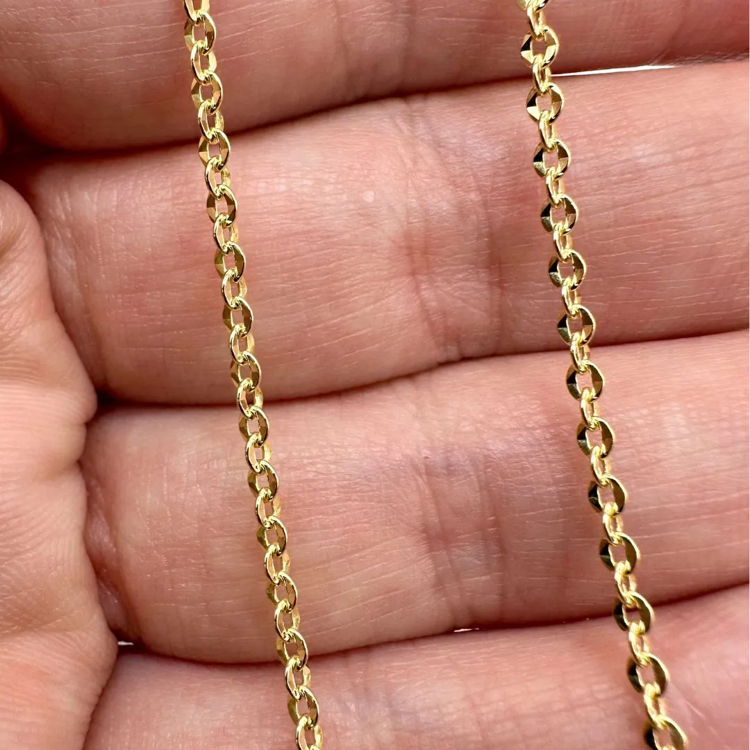 10k Solid Gold Diamond Cut Cable Chain by the Inch or Meter