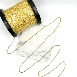 10k Solid Gold Diamond Cut Cable Chain by the Inch or Meter