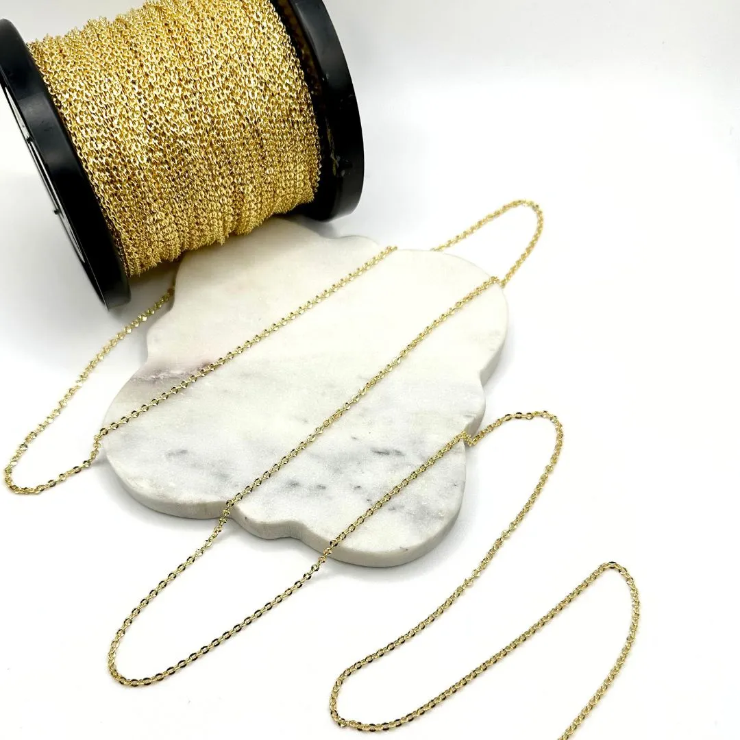 10k Solid Gold Diamond Cut Cable Chain by the Inch or Meter
