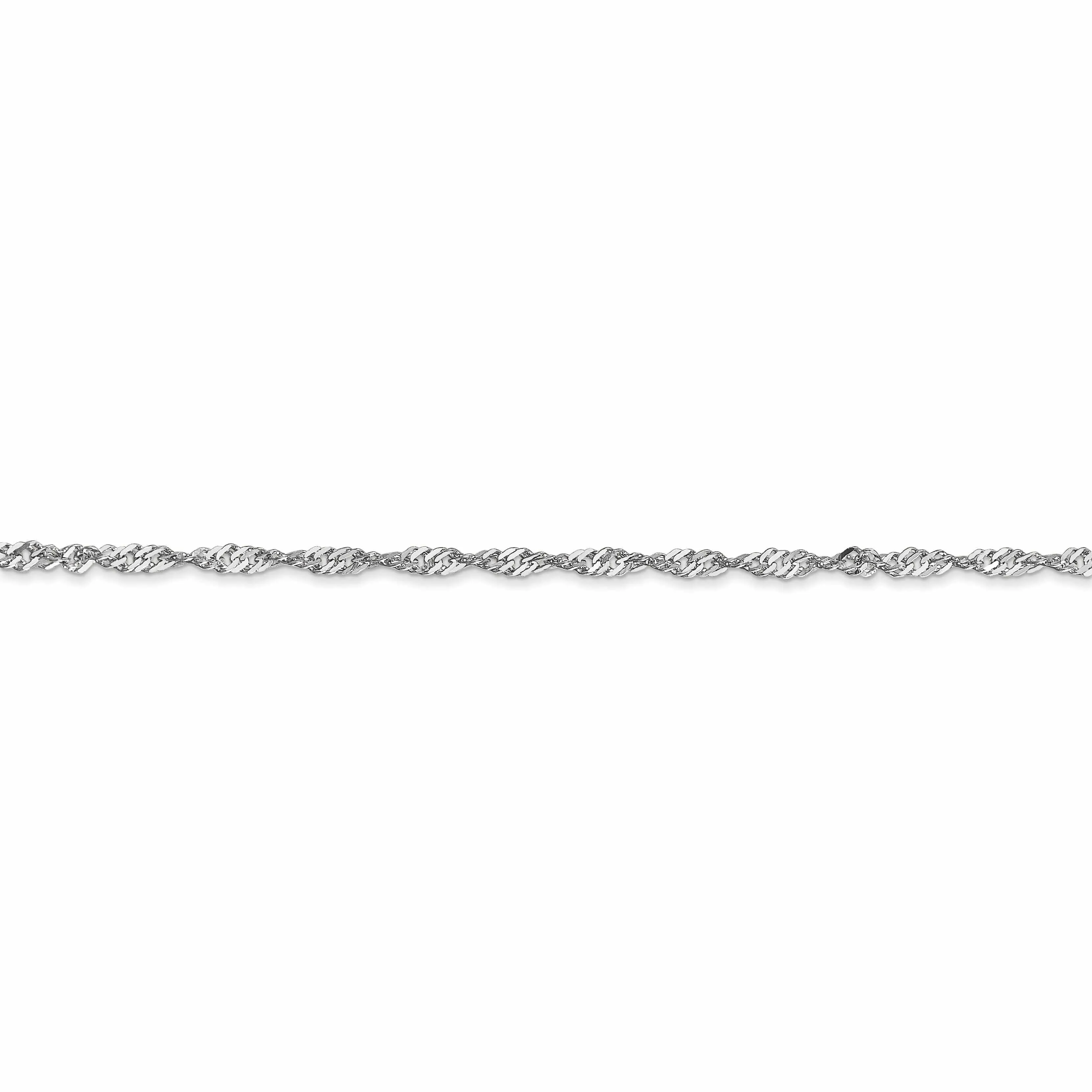 10K White Gold 1.7 mm Sparkle Singapore Chain