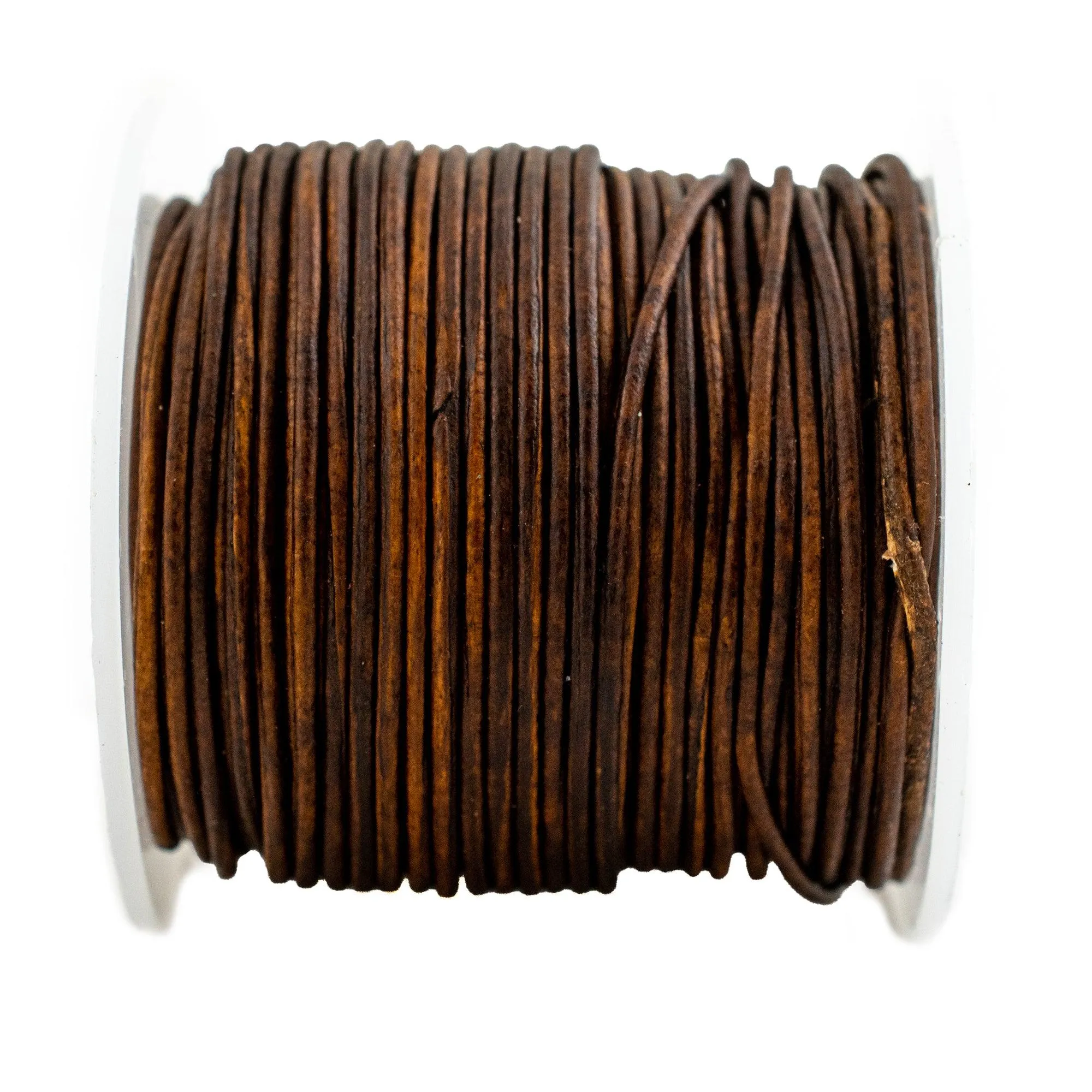 1.0mm Dark Brown Distressed Round Leather Cord (75ft)