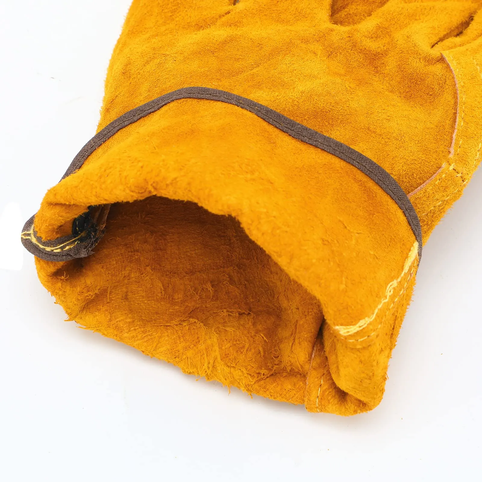 12 Pairs Leather Work Gloves Flexible Grip Gardening Gloves Thorn Proof Cut Resistant Cowhide Construction Gloves Men Women (Gold)