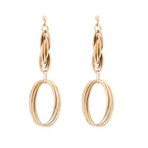 14 Karat Yellow Gold Twisted Oval Link Drop Earring