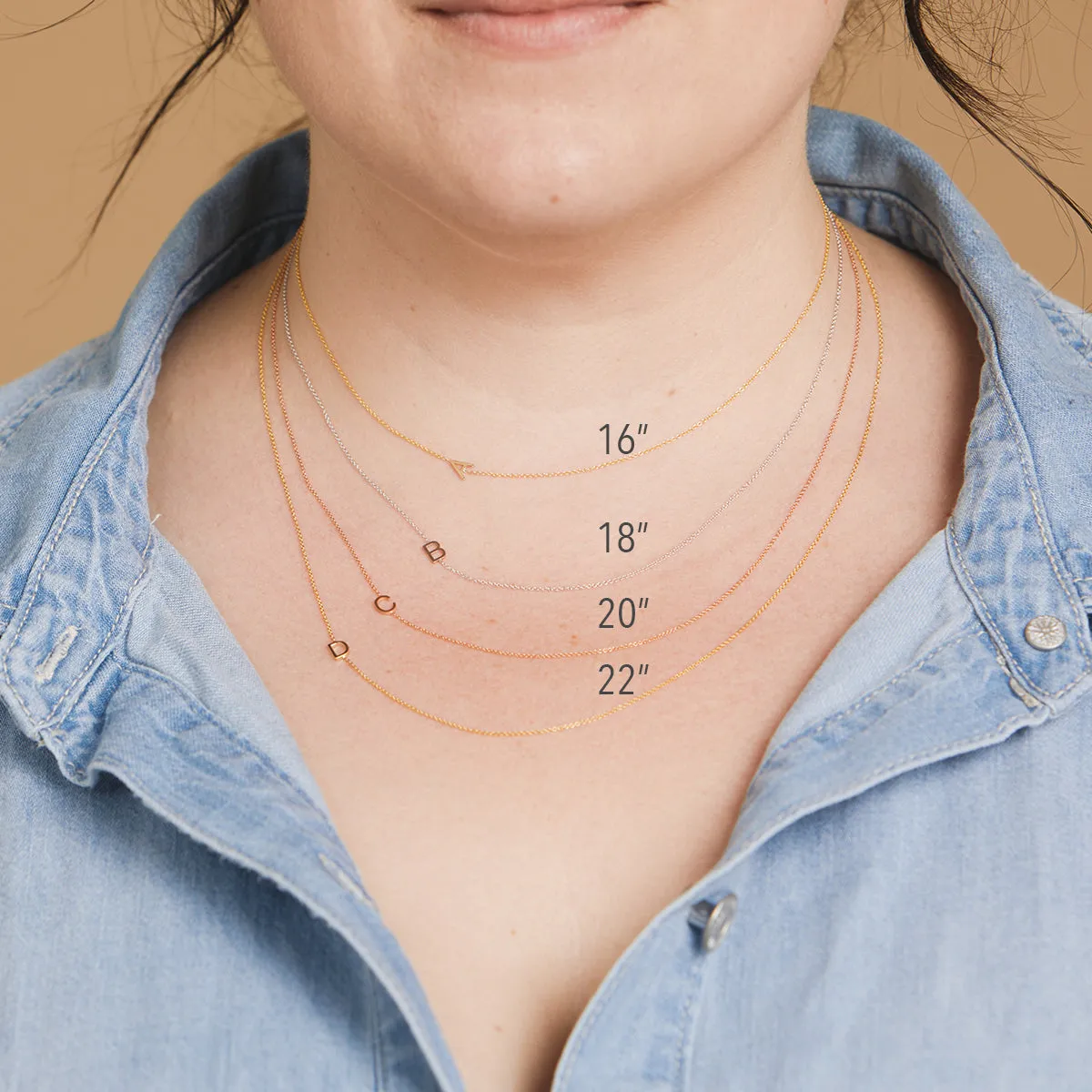 14K Gold Asymmetrical Birthstone Necklace - Diamond (April)