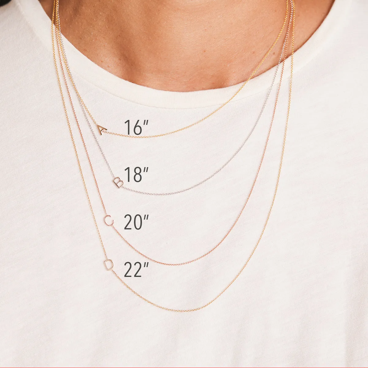 14K Gold Asymmetrical Birthstone Necklace - Diamond (April)