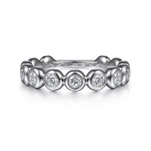 14K White Gold Diamond Bezel Set Diamond Band