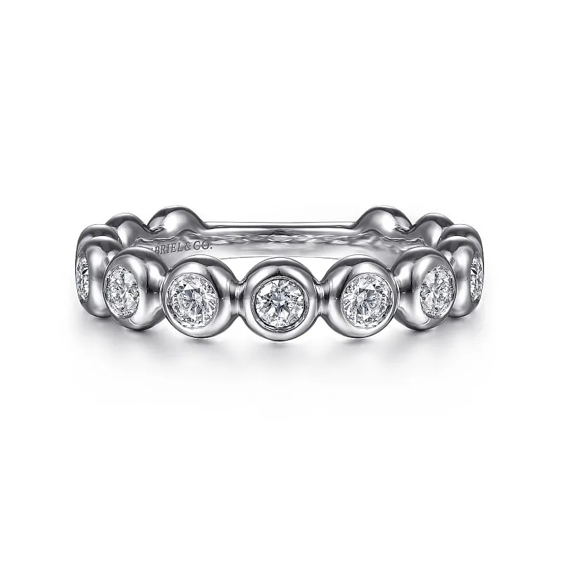 14K White Gold Diamond Bezel Set Diamond Band