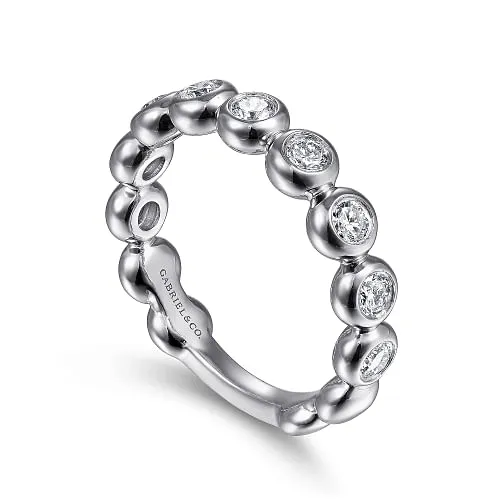 14K White Gold Diamond Bezel Set Diamond Band