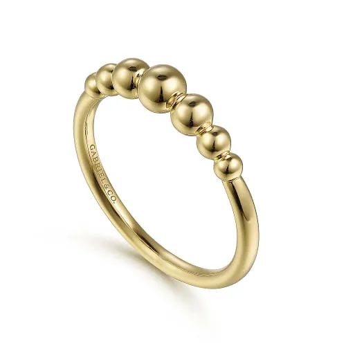 14K Yellow Gold Graduating Bujukan Bead Stackable Ring