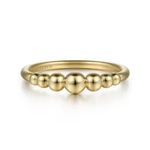 14K Yellow Gold Graduating Bujukan Bead Stackable Ring