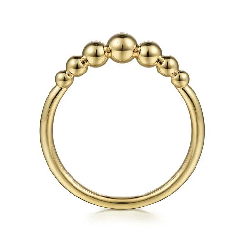14K Yellow Gold Graduating Bujukan Bead Stackable Ring