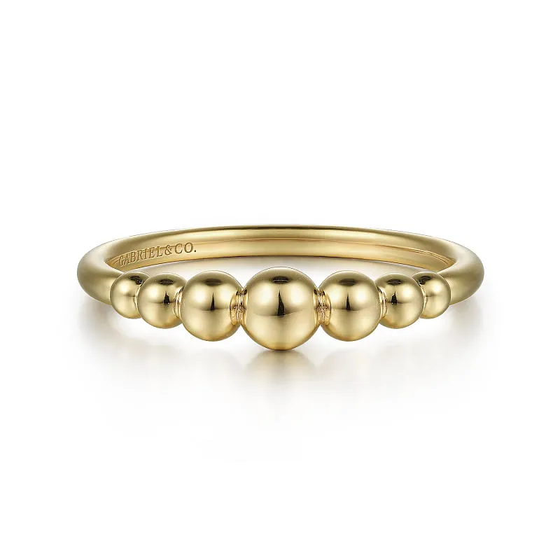 14K Yellow Gold Graduating Bujukan Bead Stackable Ring