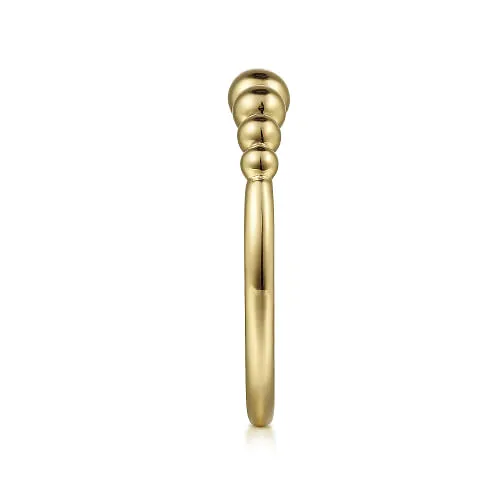 14K Yellow Gold Graduating Bujukan Bead Stackable Ring