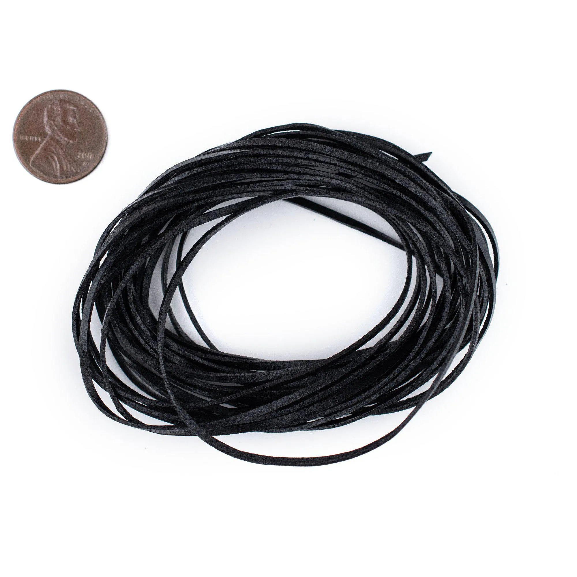 1.5mm Black Flat Leather Cord (15ft)