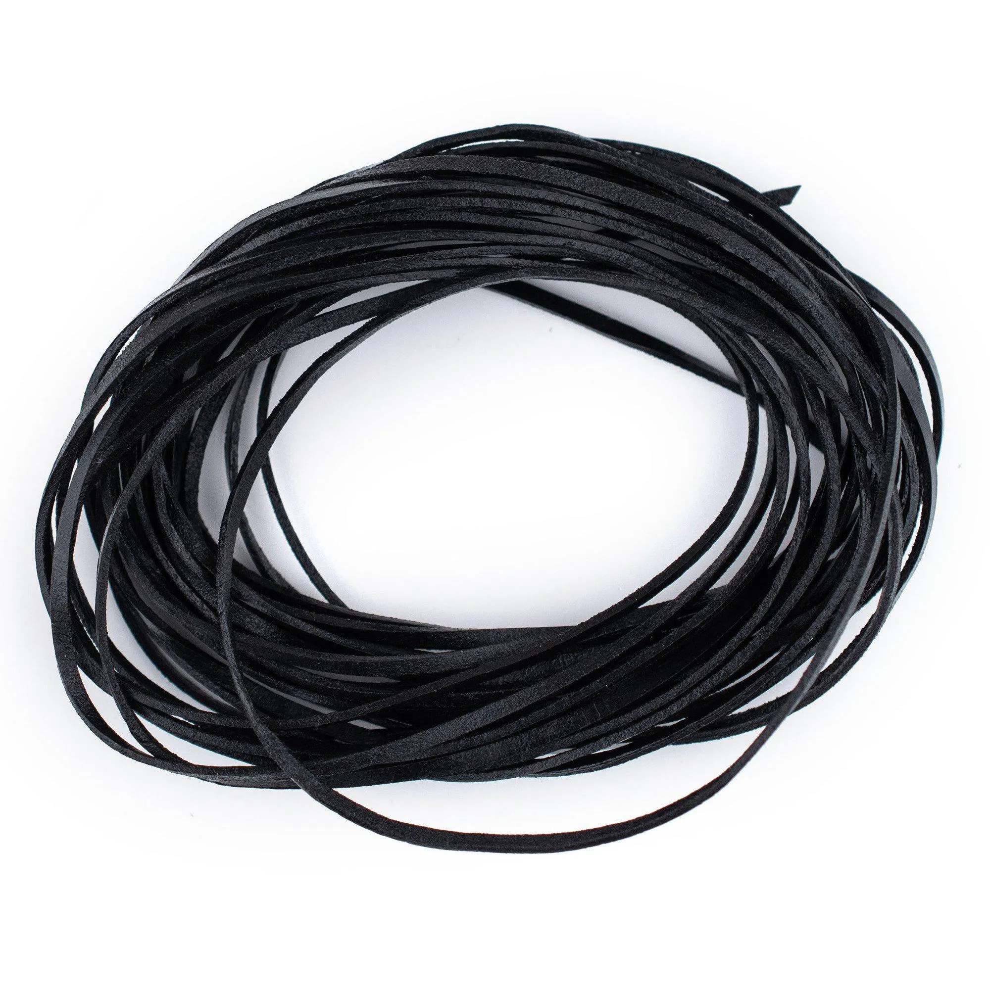 1.5mm Black Flat Leather Cord (15ft)
