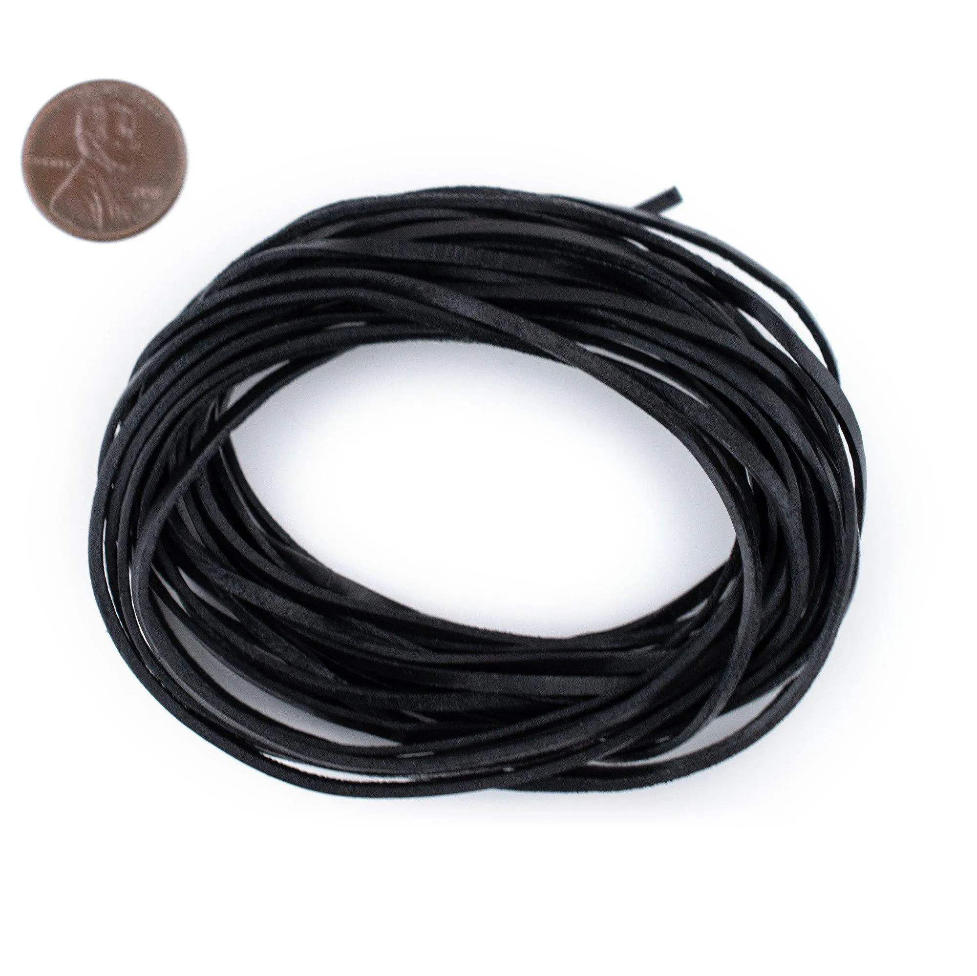2.0mm Black Flat Leather Cord (15ft)
