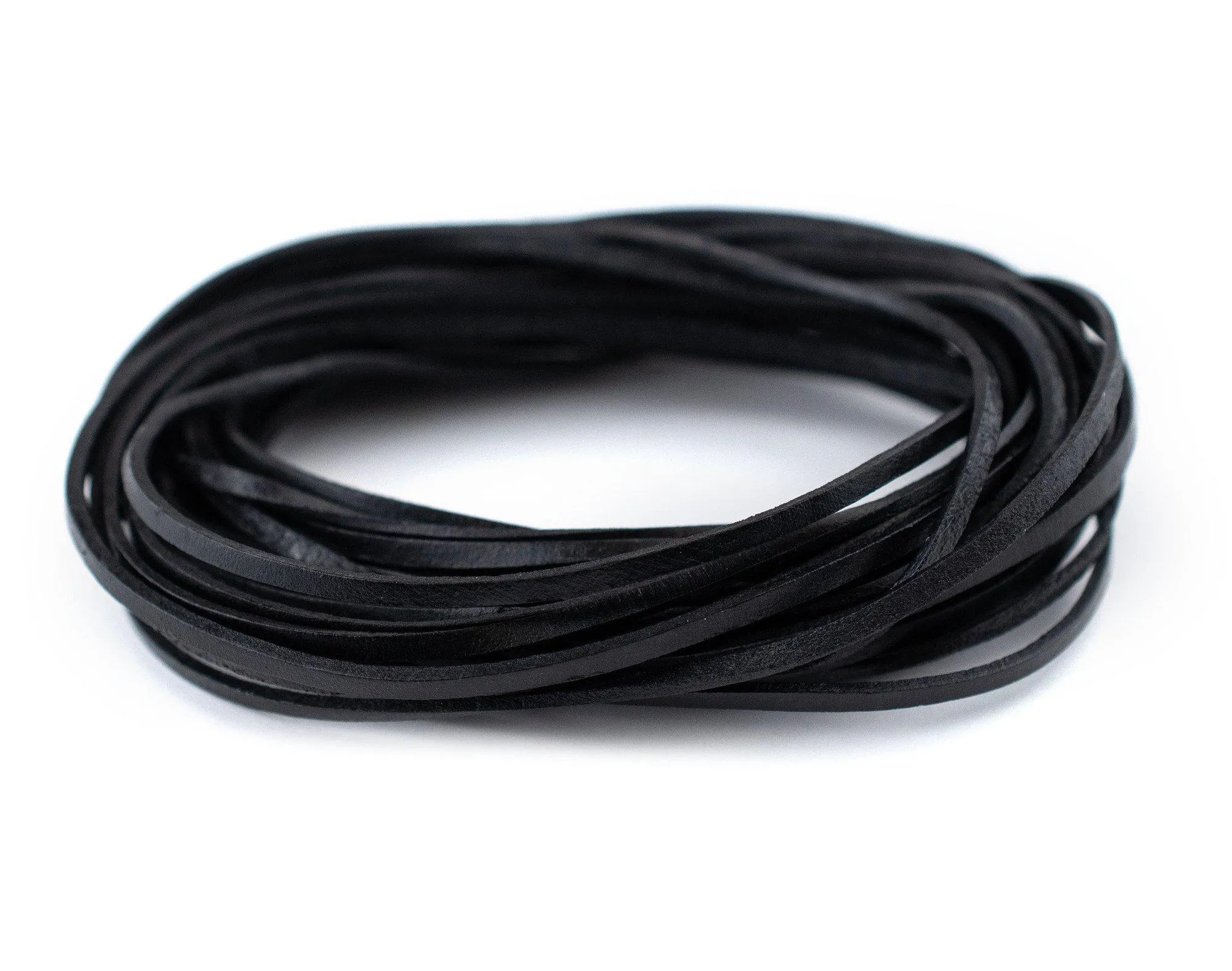2.0mm Black Flat Leather Cord (15ft)