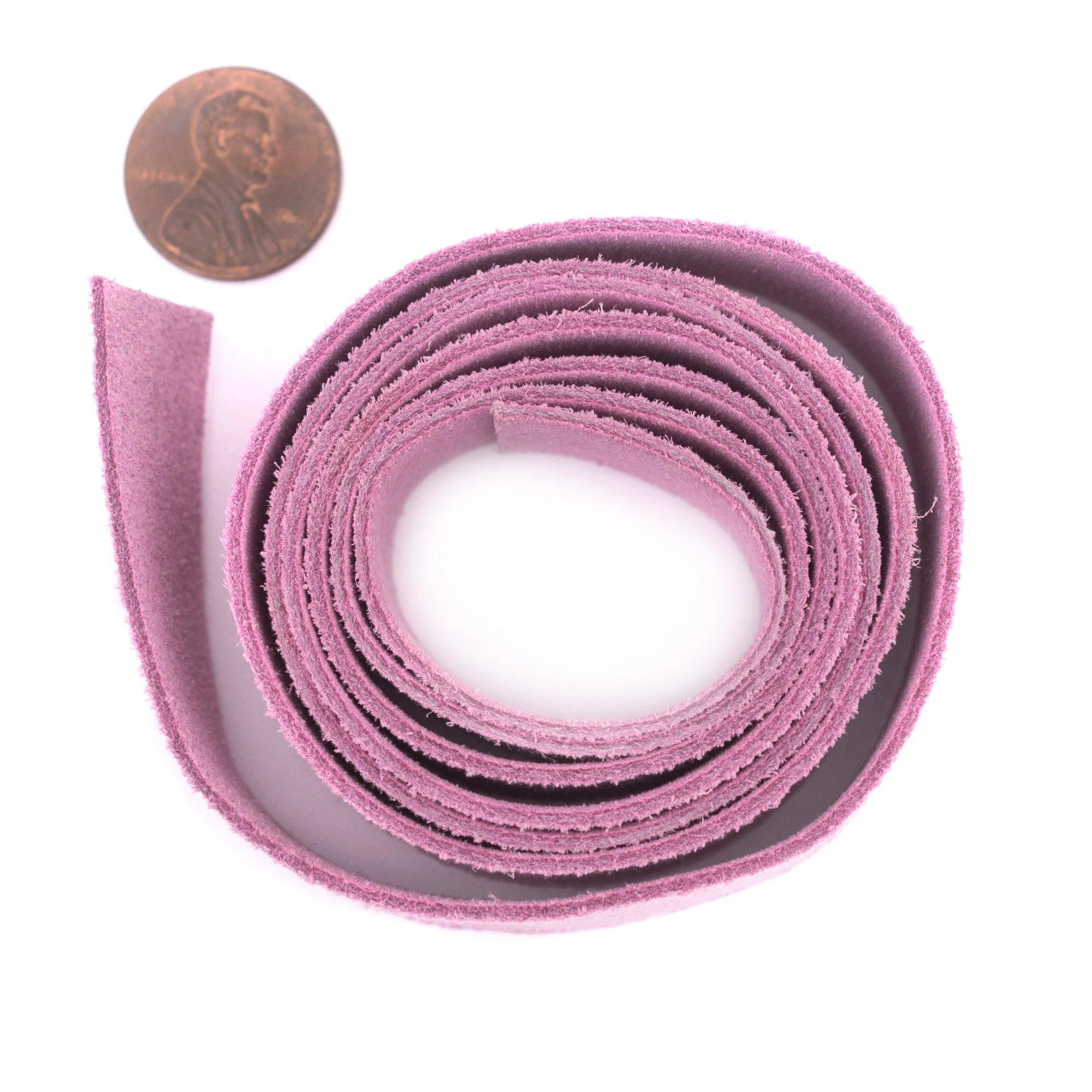 20mm Rose Pink Flat Suede Leather Cord (3ft)