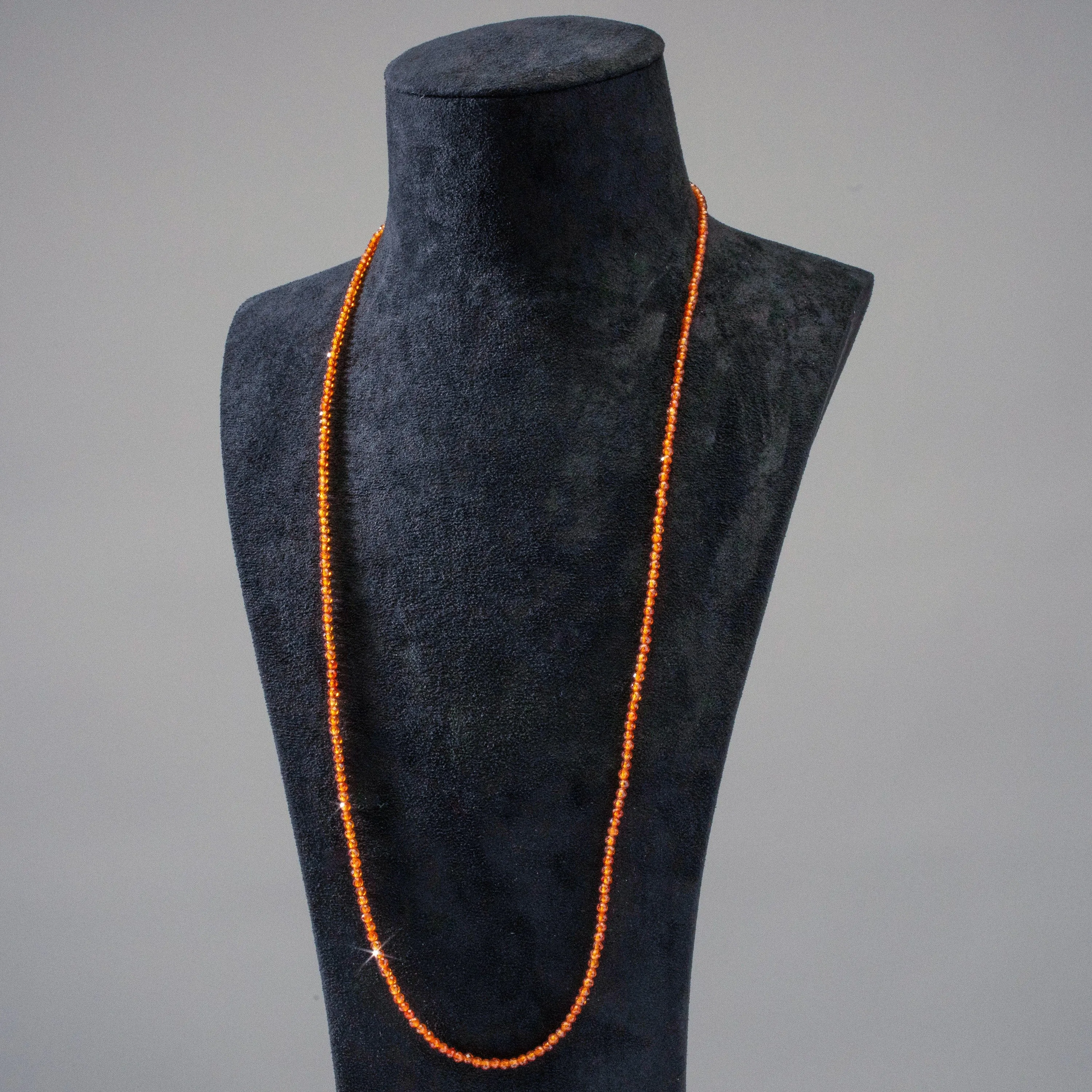 3mm Orange Garnet Faceted 31" Necklace / Multi Wrap Bracelet