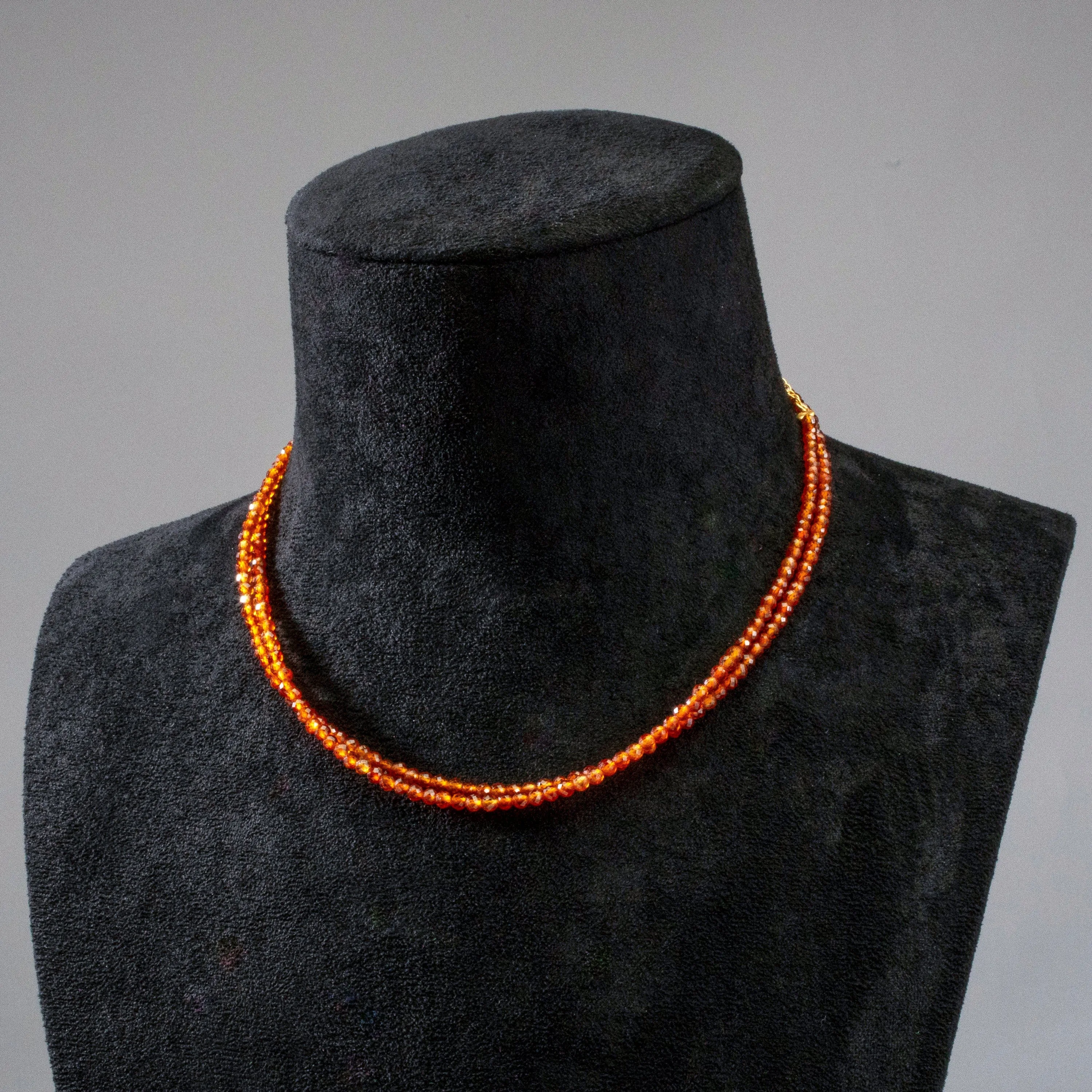 3mm Orange Garnet Faceted 31" Necklace / Multi Wrap Bracelet