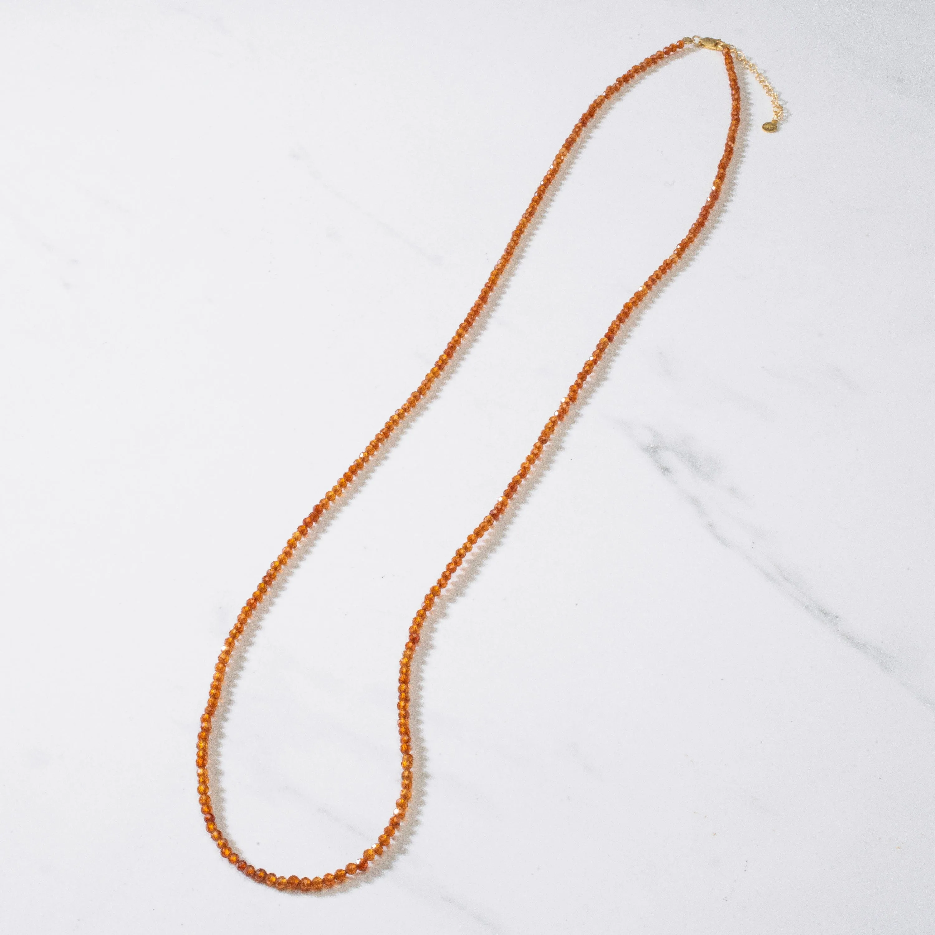 3mm Orange Garnet Faceted 31" Necklace / Multi Wrap Bracelet
