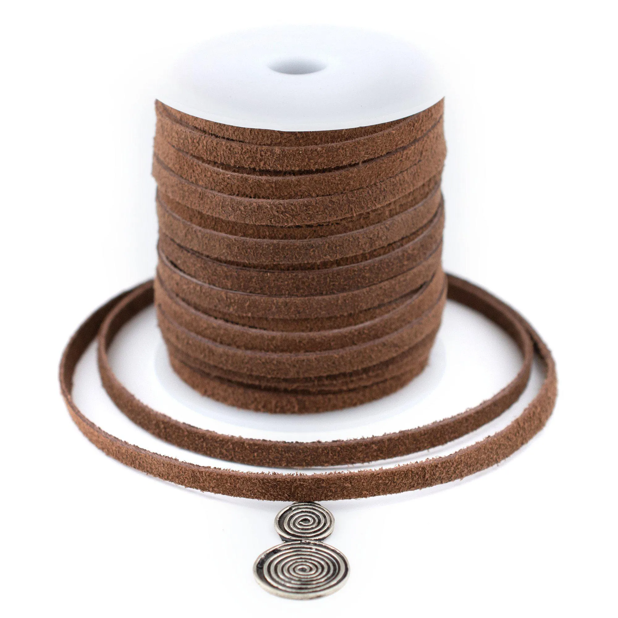 5.0mm Brown Flat Suede Leather Cord (75ft)