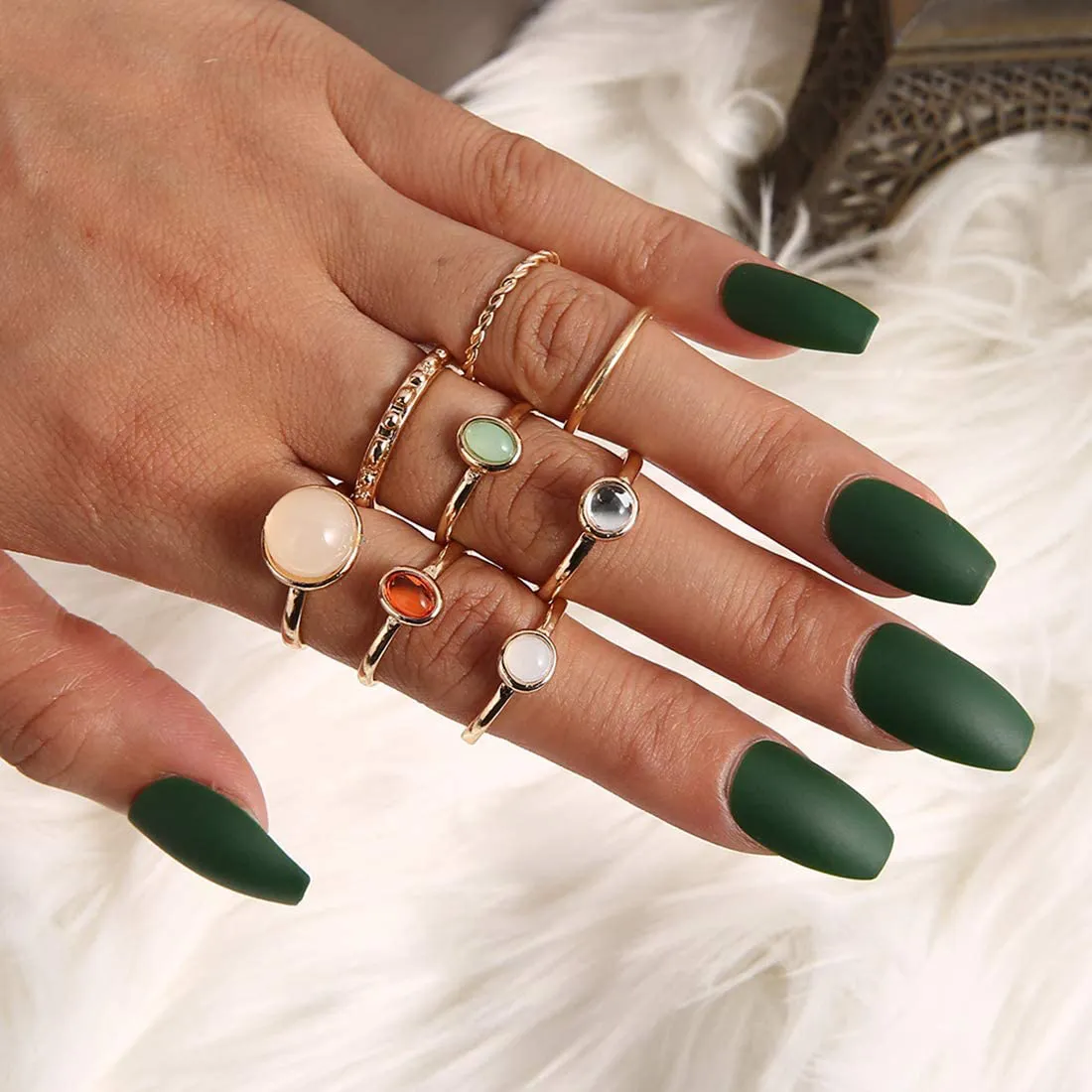 7-19pcs Silver Star Moon Knuckle Ring Set for Women Girls Vintage Stackable Midi Finger Rings Set