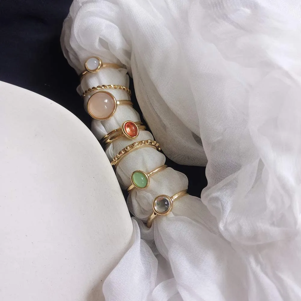 7-19pcs Silver Star Moon Knuckle Ring Set for Women Girls Vintage Stackable Midi Finger Rings Set