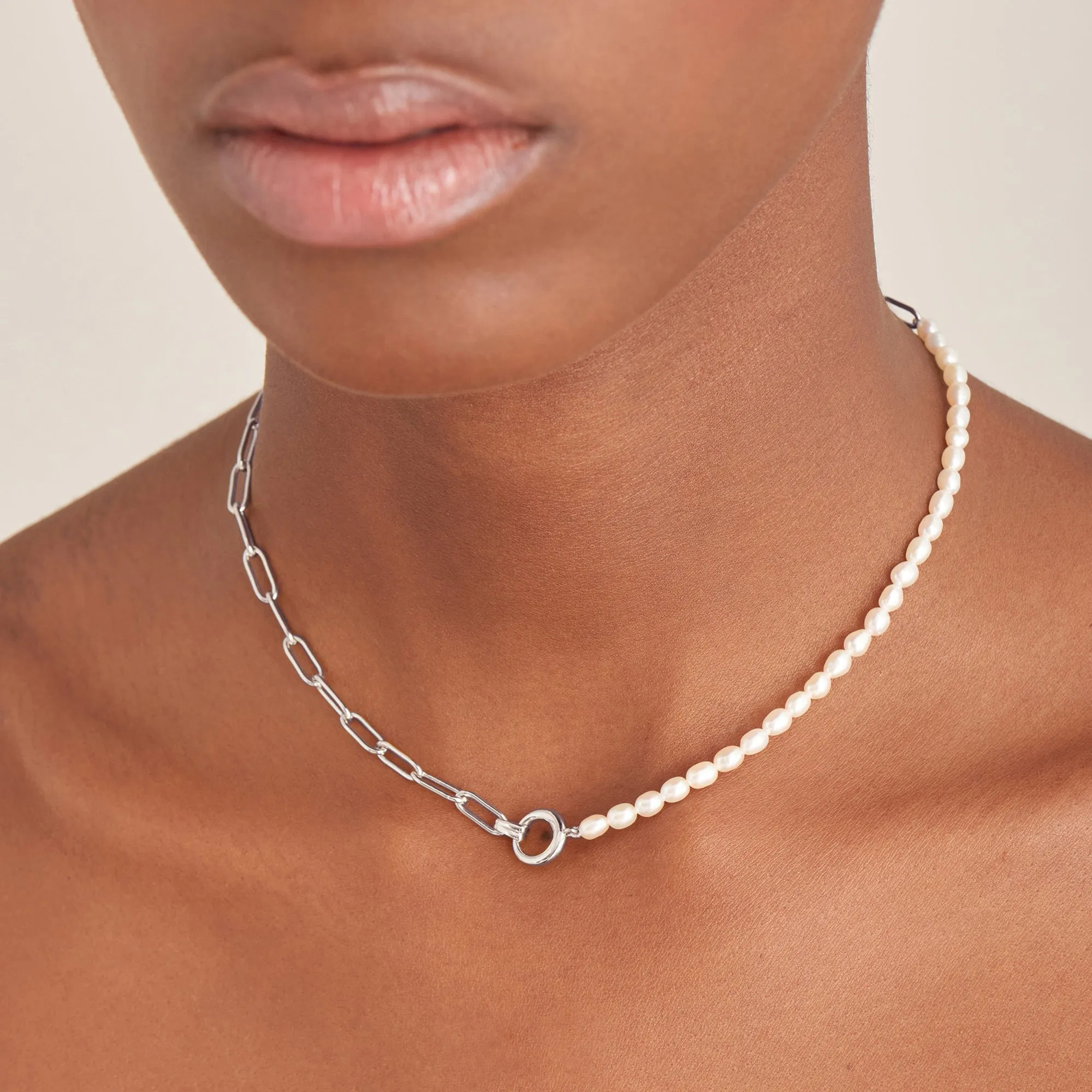Ania Haie Pearl Chunky Link Chain Necklace