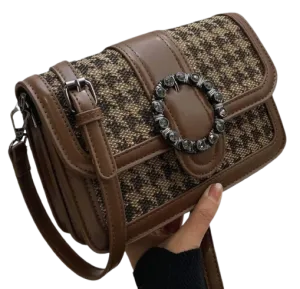 Bag - Shoulder - metal decor houndstooth saddle