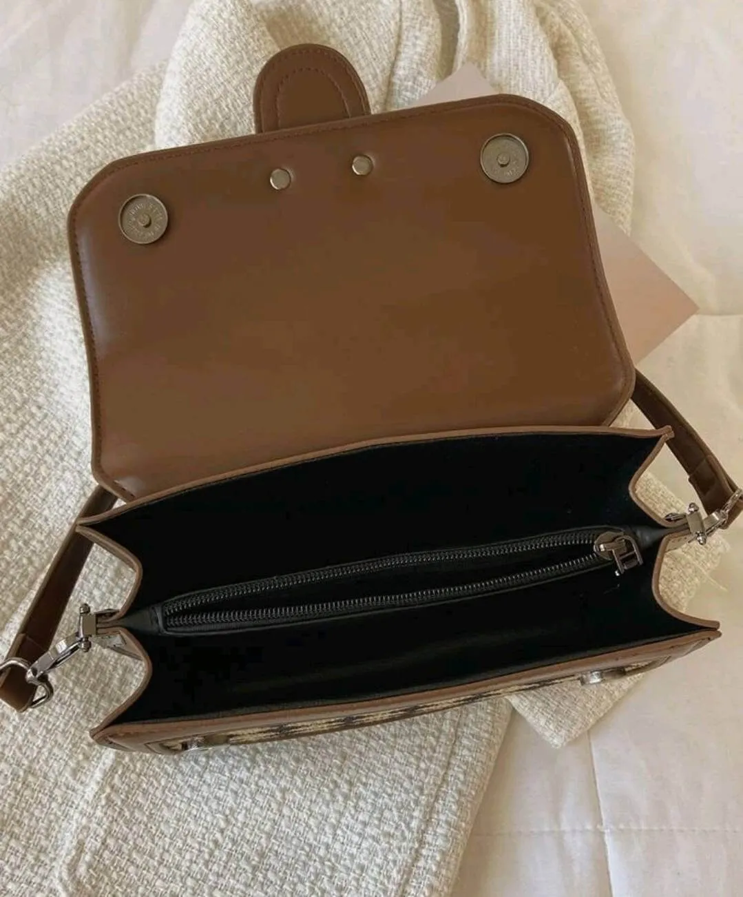 Bag - Shoulder - metal decor houndstooth saddle