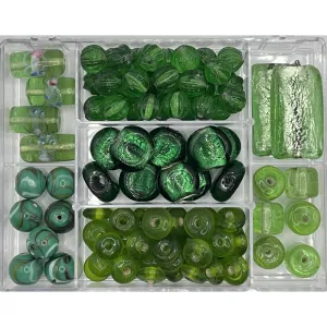 Bead Bazaar Glass Beads In A Case - Green*
