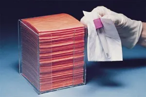 Biohazard Wipe BloodBloc™ Heavy Absorbency White / Orange NonSterile Cellulose / Polyethylene 4 X 4 Inch Disposable - Fisher Scientific  Mfr# 066705