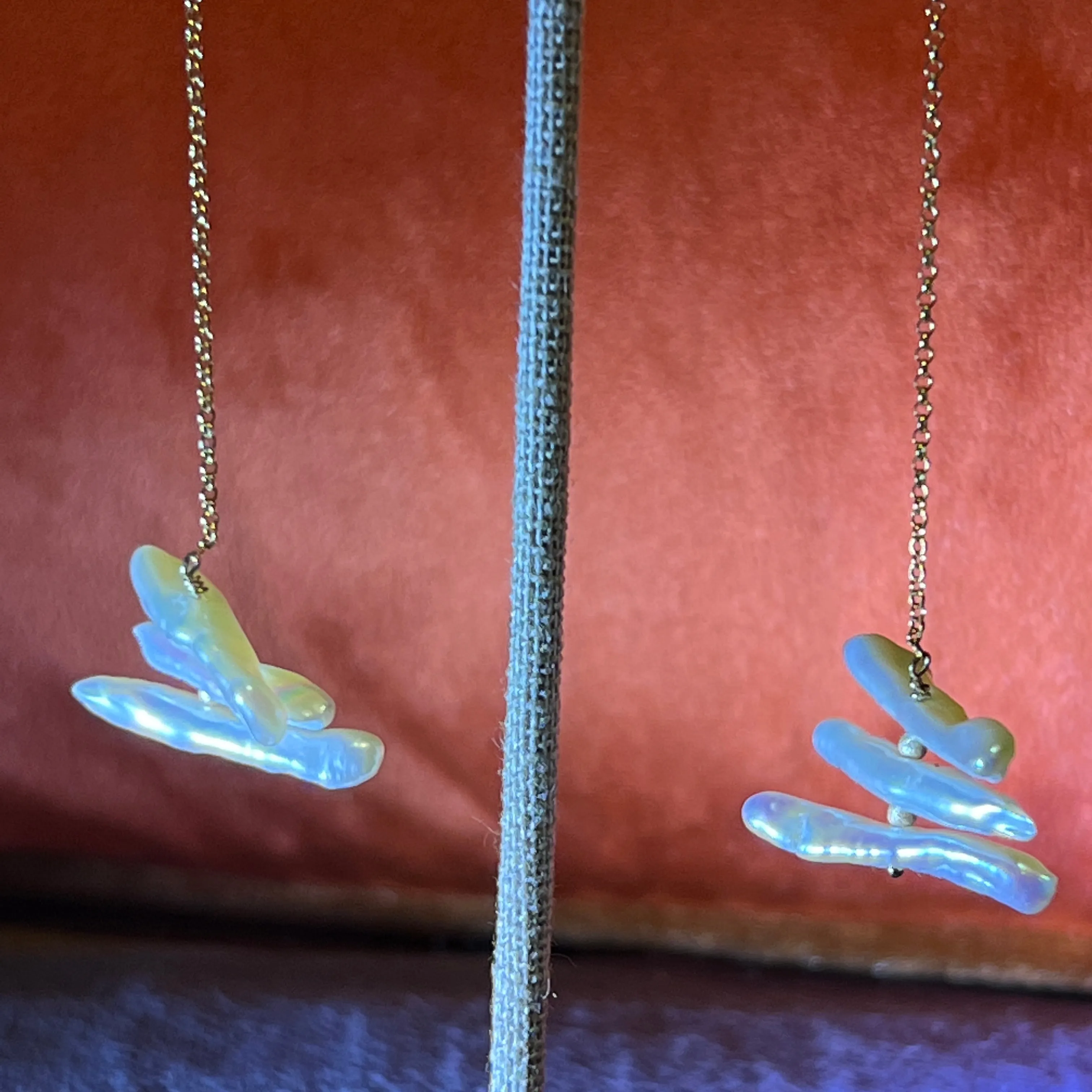 Biwa Pearl Stack Moonbeam Earrings