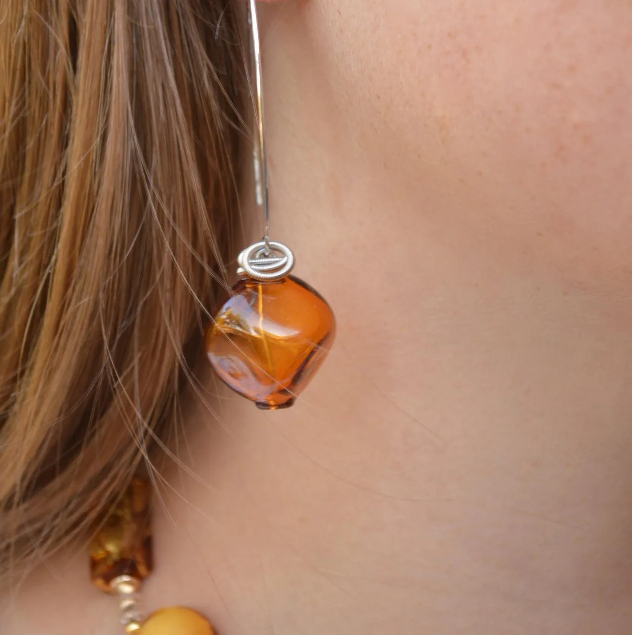 Boop Earrings, Murano Glass Bead and Hoop