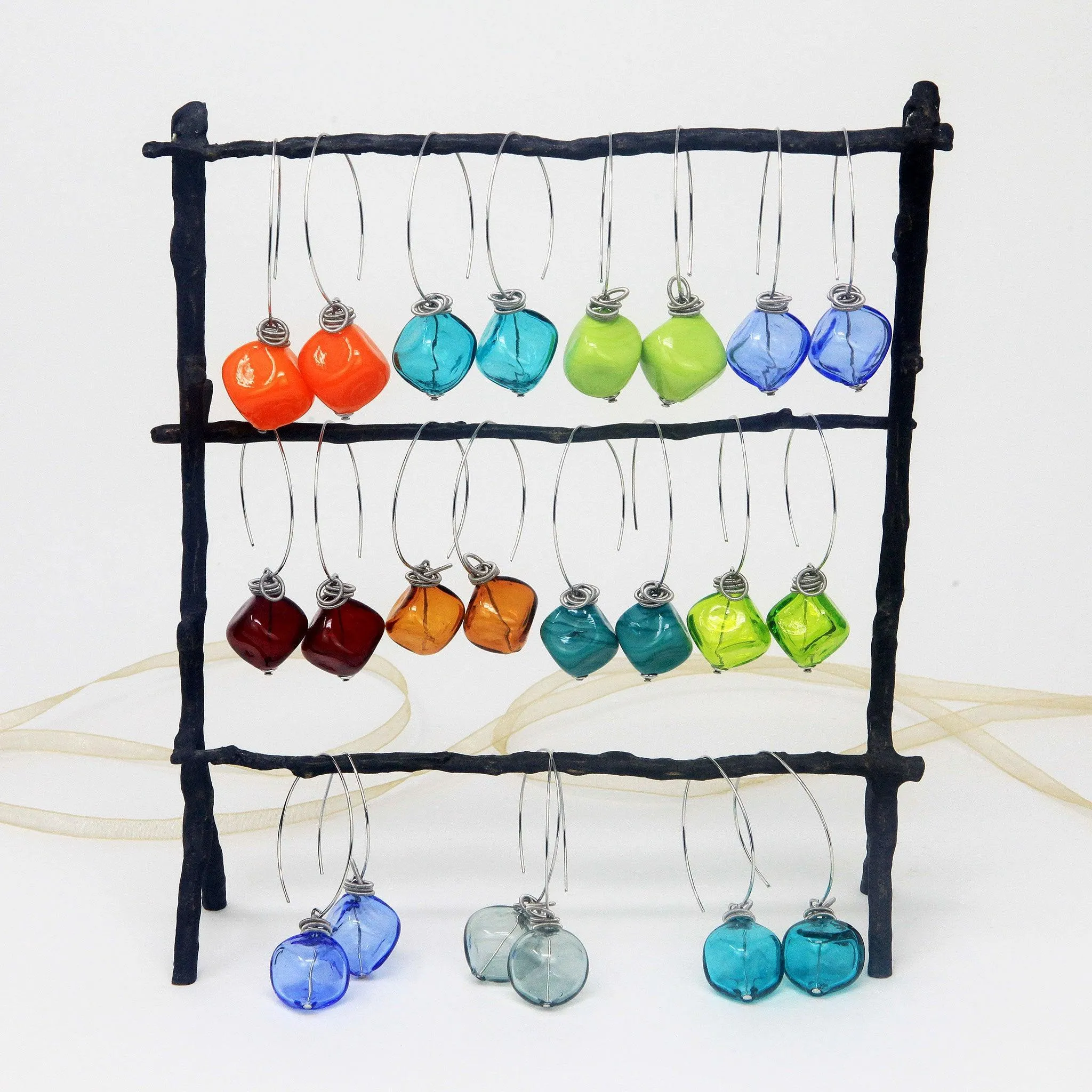 Boop Earrings, Murano Glass Bead and Hoop