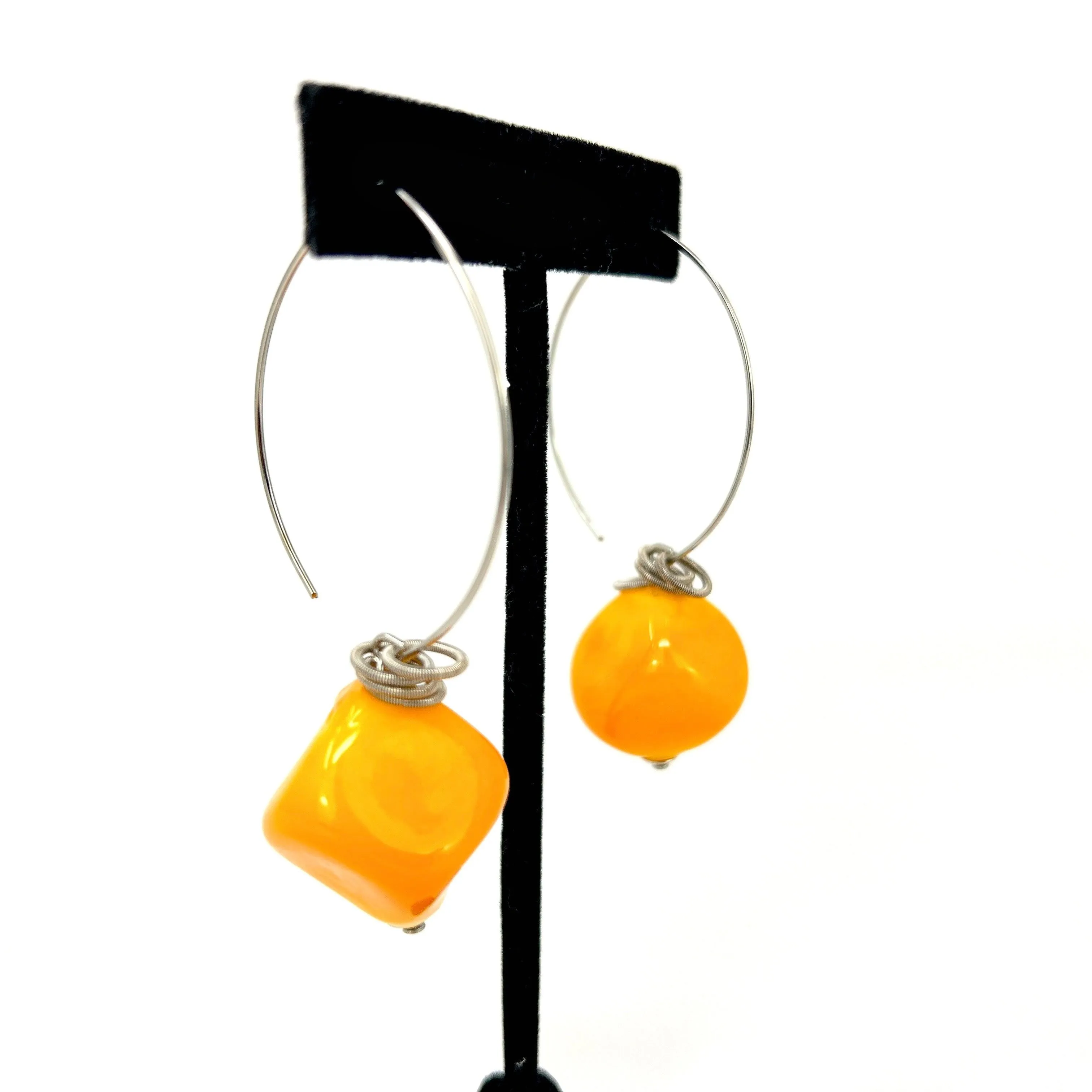 Boop Earrings, Murano Glass Bead and Hoop