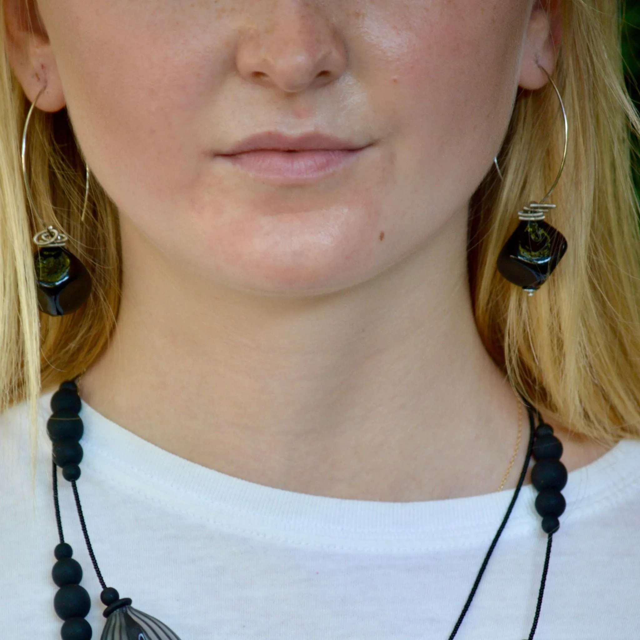 Boop Earrings, Murano Glass Bead and Hoop