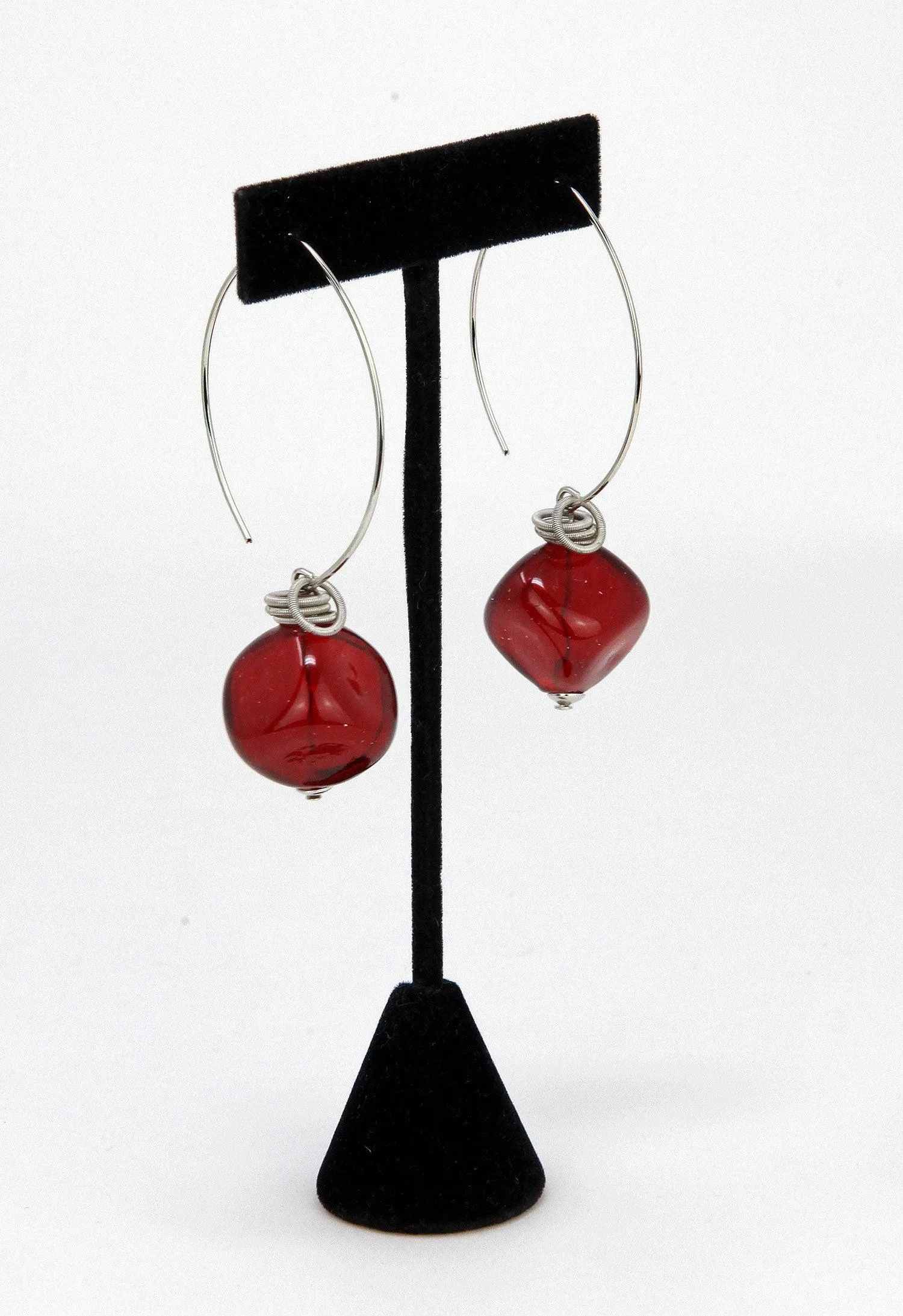 Boop Earrings, Murano Glass Bead and Hoop