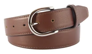 Coffee Brown Smooth Leather Belt, Soho Buckle (Shiny Silver)