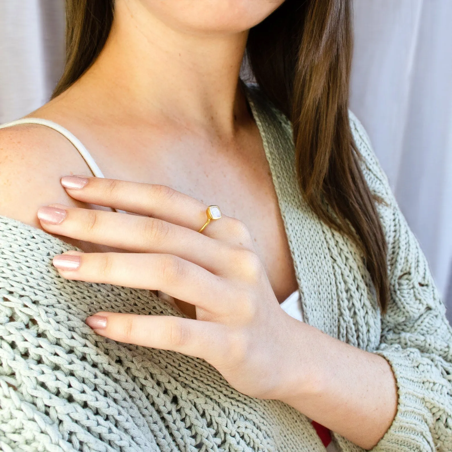Diamond Shape Garnet Stacking Ring • January Birthstone