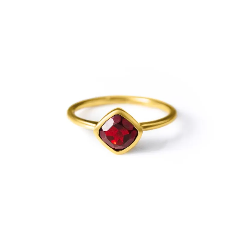 Diamond Shape Garnet Stacking Ring • January Birthstone