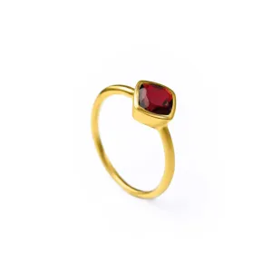 Diamond Shape Garnet Stacking Ring • January Birthstone
