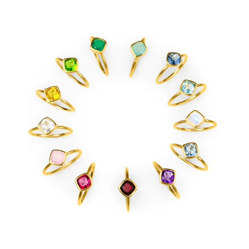 Diamond Shape Garnet Stacking Ring • January Birthstone