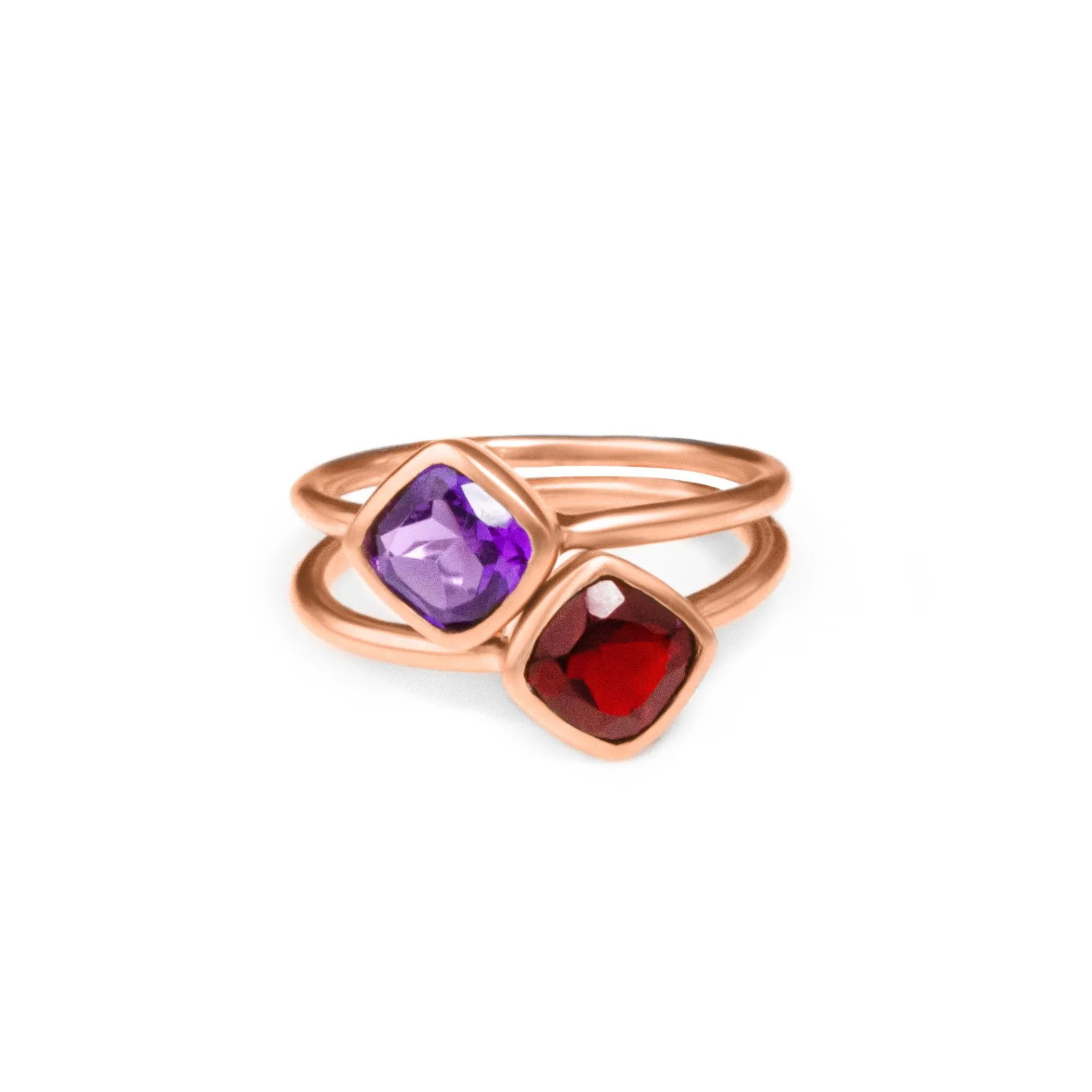 Diamond Shape Garnet Stacking Ring • January Birthstone