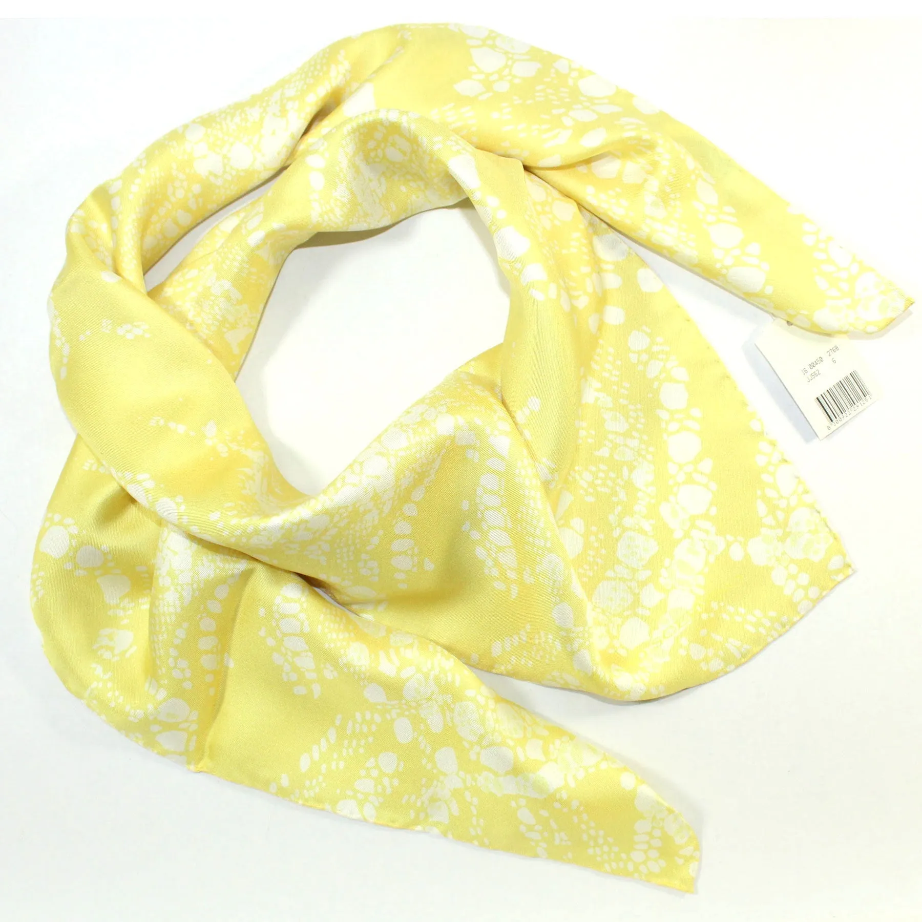 Ermanno Scervino Scarf Yellow White - Large Twill Silk Scarf FINAL SALE