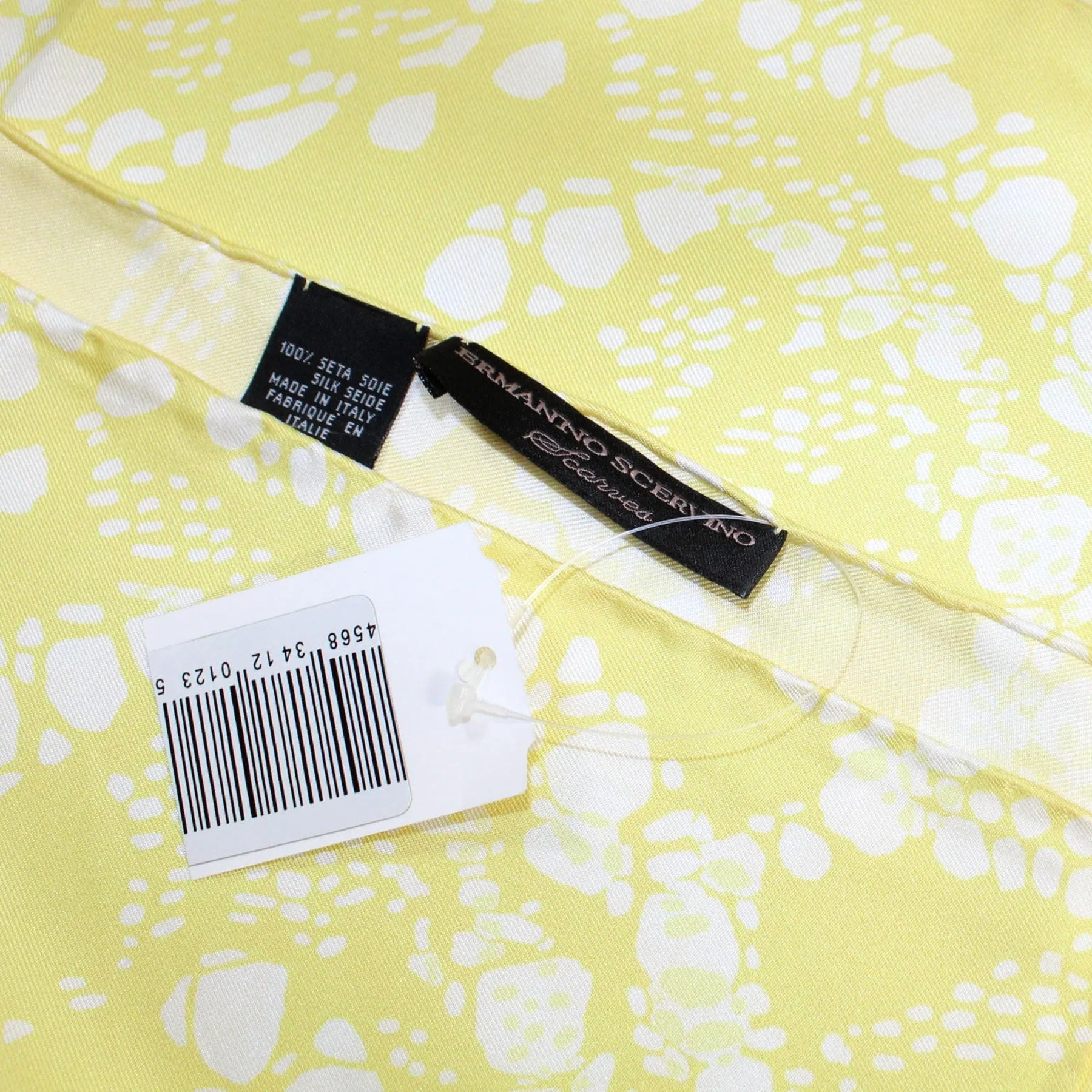 Ermanno Scervino Scarf Yellow White - Large Twill Silk Scarf FINAL SALE