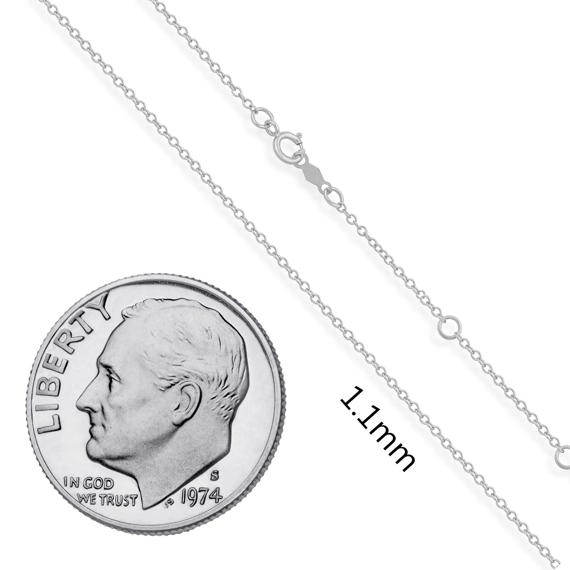 Everyday Elegance 14K White Gold 1.1 mm Cable Chain Necklace with Spring-ring Clasp |17", 18", 19" (inches)  Extendable Length