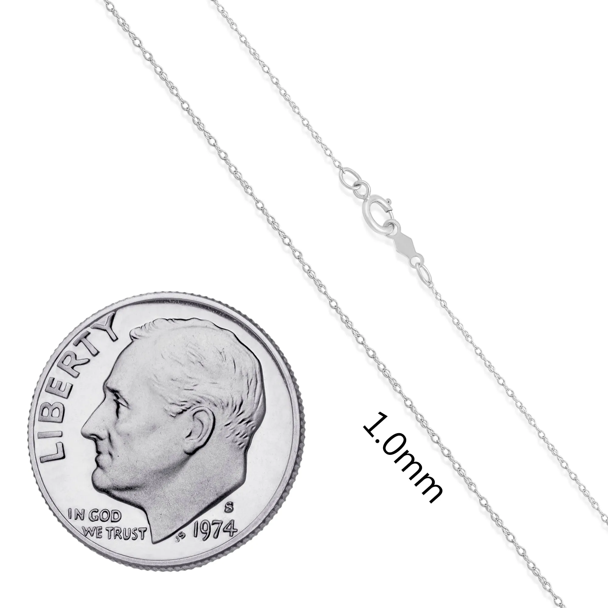 Everyday Elegance 14K White Gold Rope Chain Necklace with Spring-ring Clasp |18" Inch Length | 1.0 mm Thick | With Gift Box