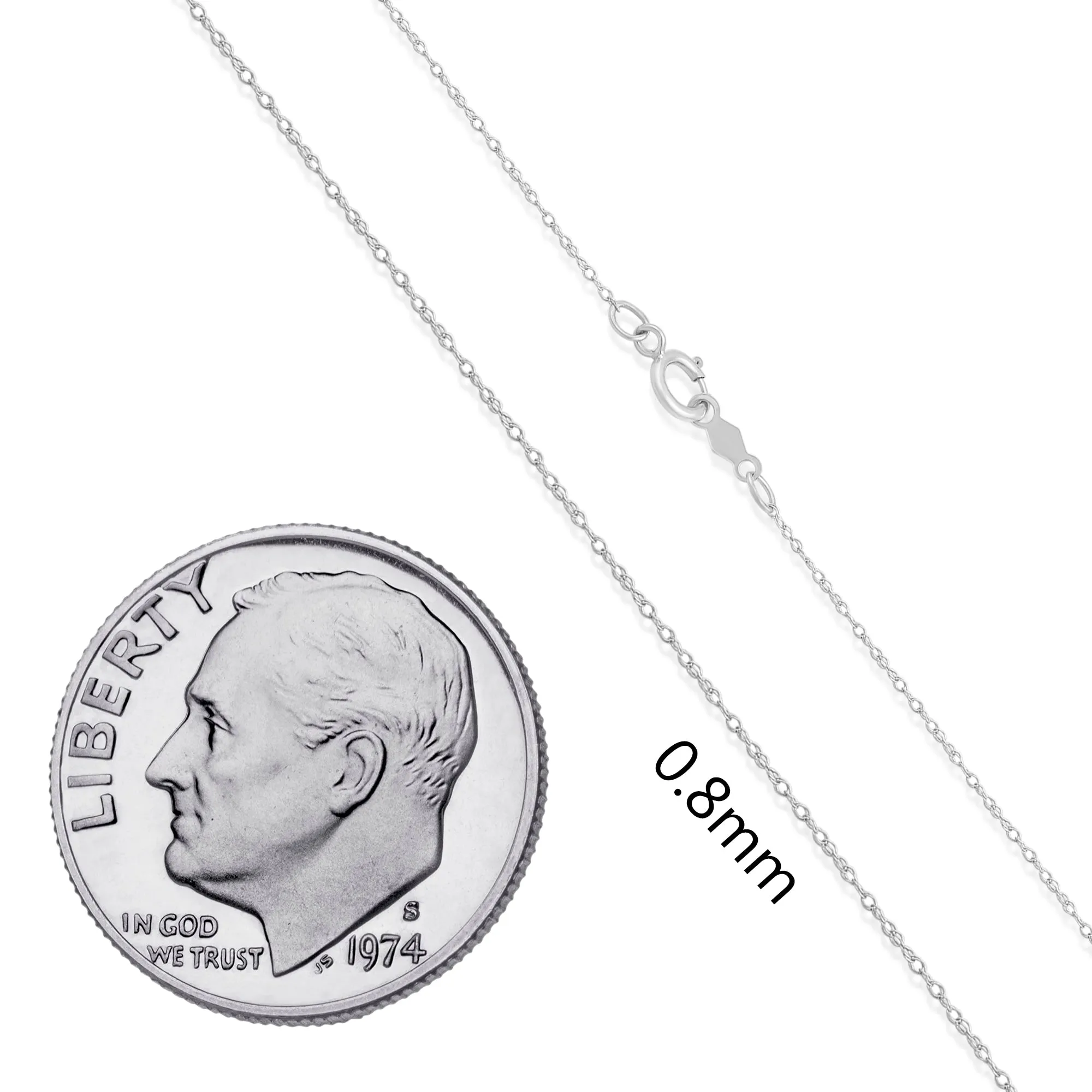 Everyday Elegance 14K White Gold Rope Chain Necklace with Spring-ring Clasp |18" Inch Length | 1.0 mm Thick | With Gift Box